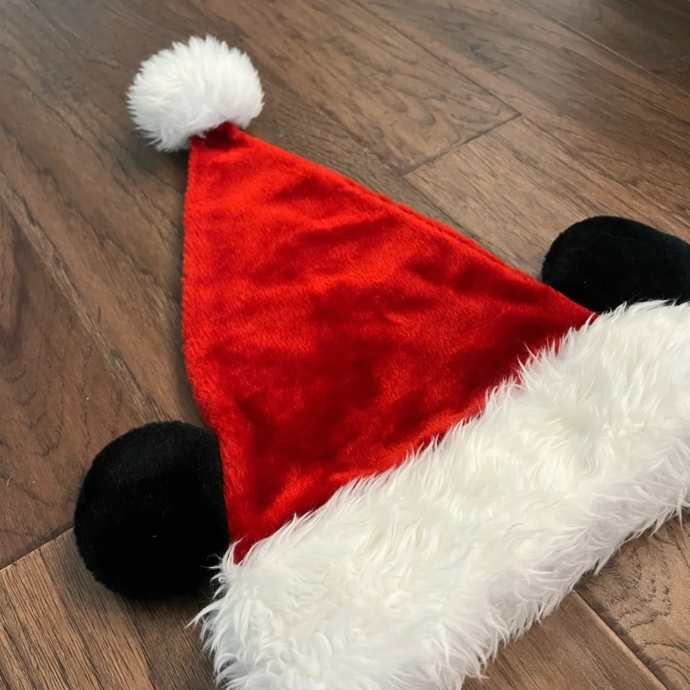 Walt Disney World Disneyland Mickey Red Santa Hat with Black Ears and White Trim